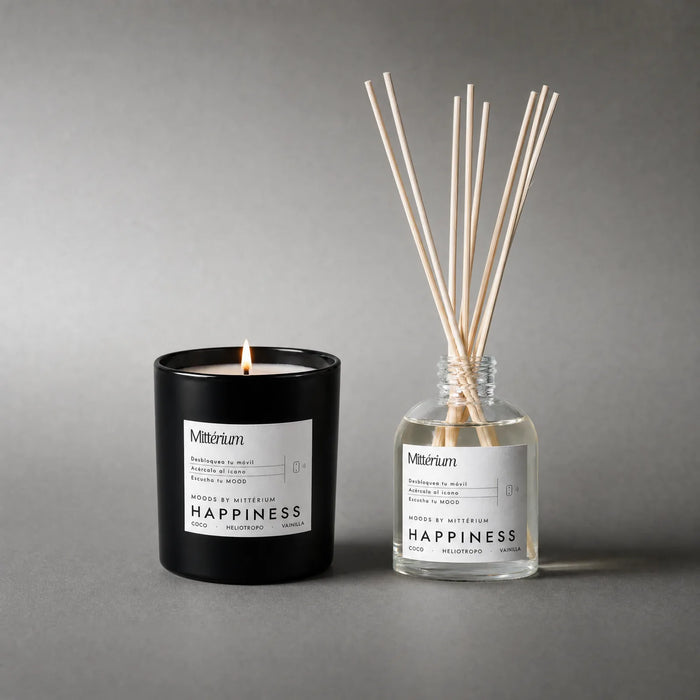 Ritual Happiness de Mittérium: vela aromática y difusor de varillas Happiness